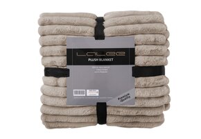 Plush Soft Plaid - Fluffy Deken - 3D Effect, Hoogpolig, 100% Polyester, Super Soft Touch - Taupe