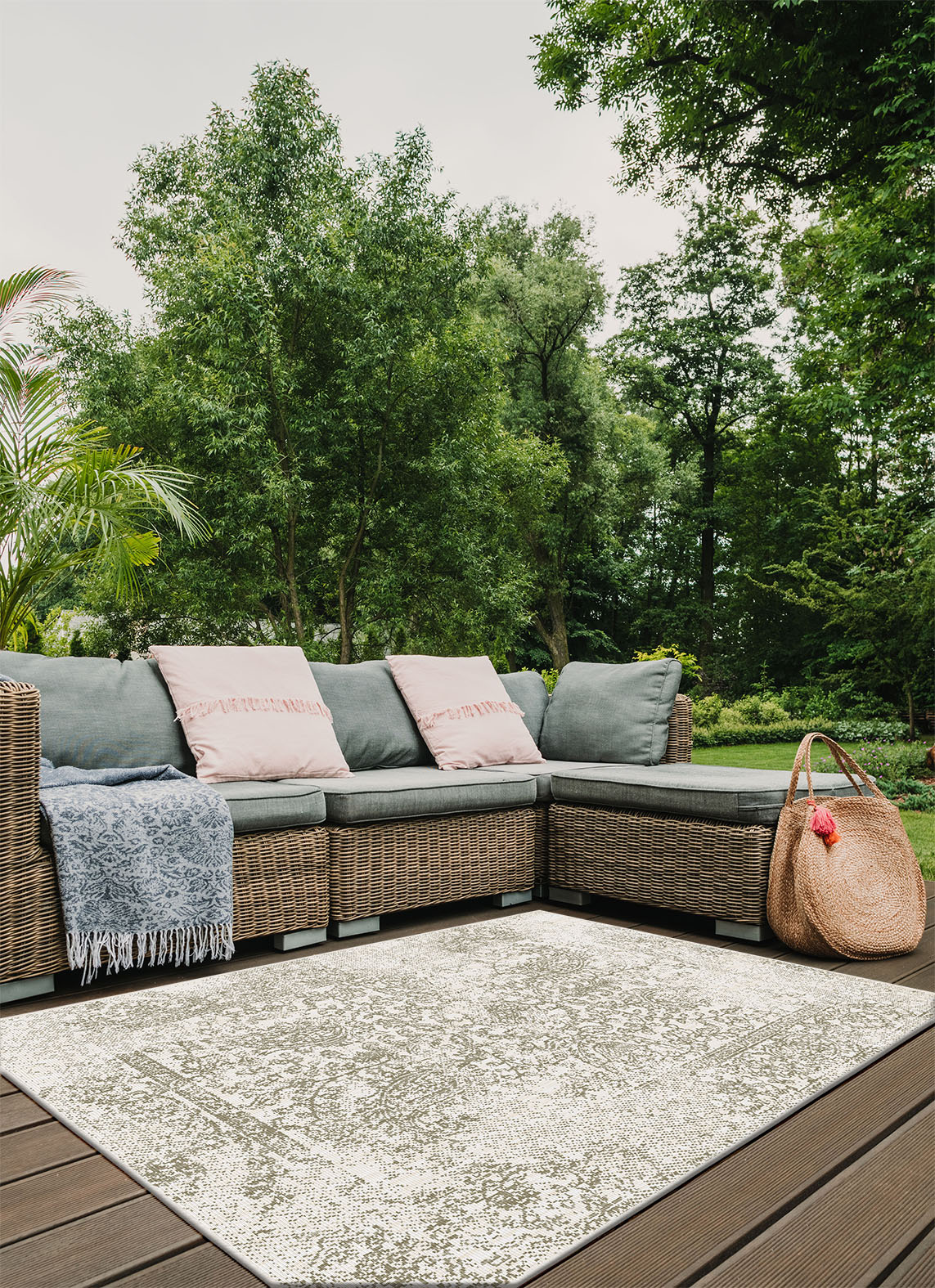 Brussels Vintage Buitenkleed – Indoor & Outdoor Vloerkleed – Tuinkleed, Balkonkleed – Linnen Beige