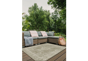 Brussels Vintage Buitenkleed – Indoor & Outdoor Vloerkleed – Tuinkleed, Balkonkleed – Linnen Beige