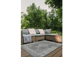 Brussels Vintage Buitenkleed – Indoor & Outdoor Vloerkleed – Tuinkleed, Balkonkleed – Zilver Grijs