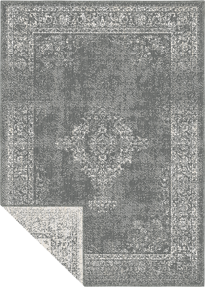 Brussels Vintage Buitenkleed – Indoor & Outdoor Vloerkleed – Tuinkleed, Balkonkleed – Zilver Grijs
