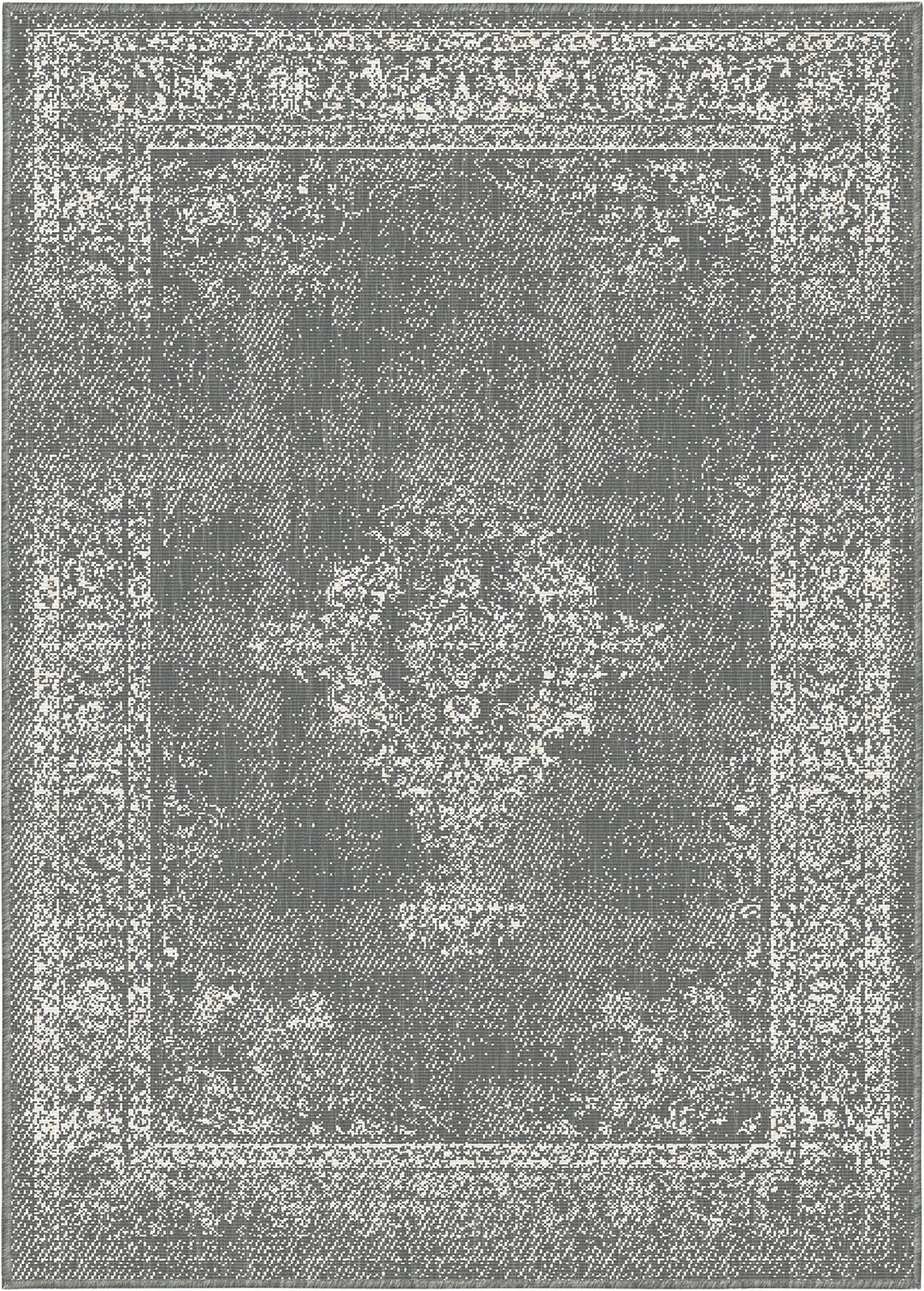 Brussels Vintage Buitenkleed – Indoor & Outdoor Vloerkleed – Tuinkleed, Balkonkleed – Zilver Grijs