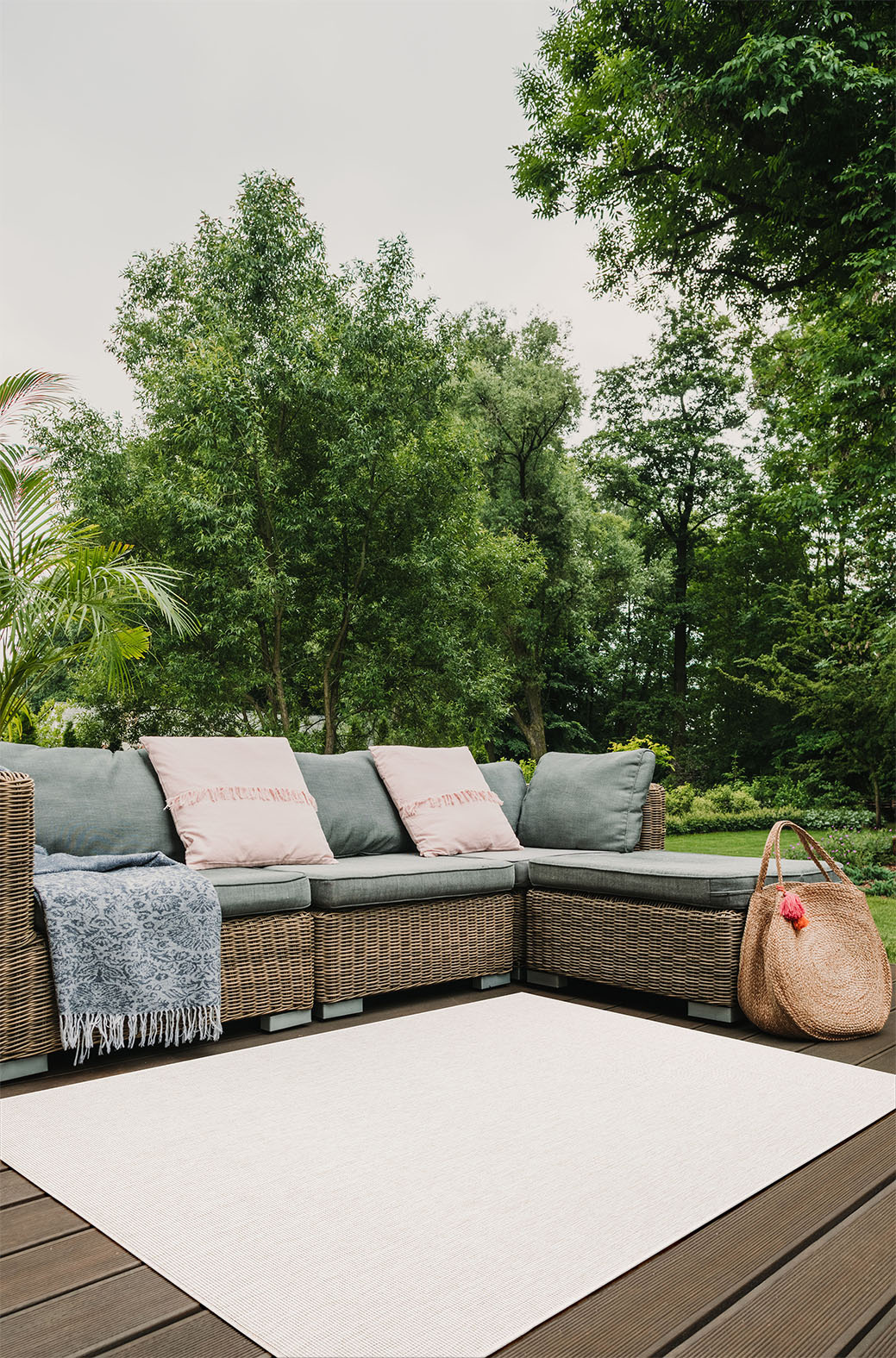 Brussels Uni Buitenkleed – Effen Indoor & Outdoor Vloerkleed – Tuinkleed, Balkonkleed – Creme Wit