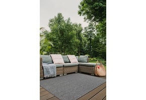 Brussels Uni Buitenkleed – Vierkant - Effen Indoor & Outdoor Vloerkleed – Tuinkleed, Balkonkleed – Zilver Grijs