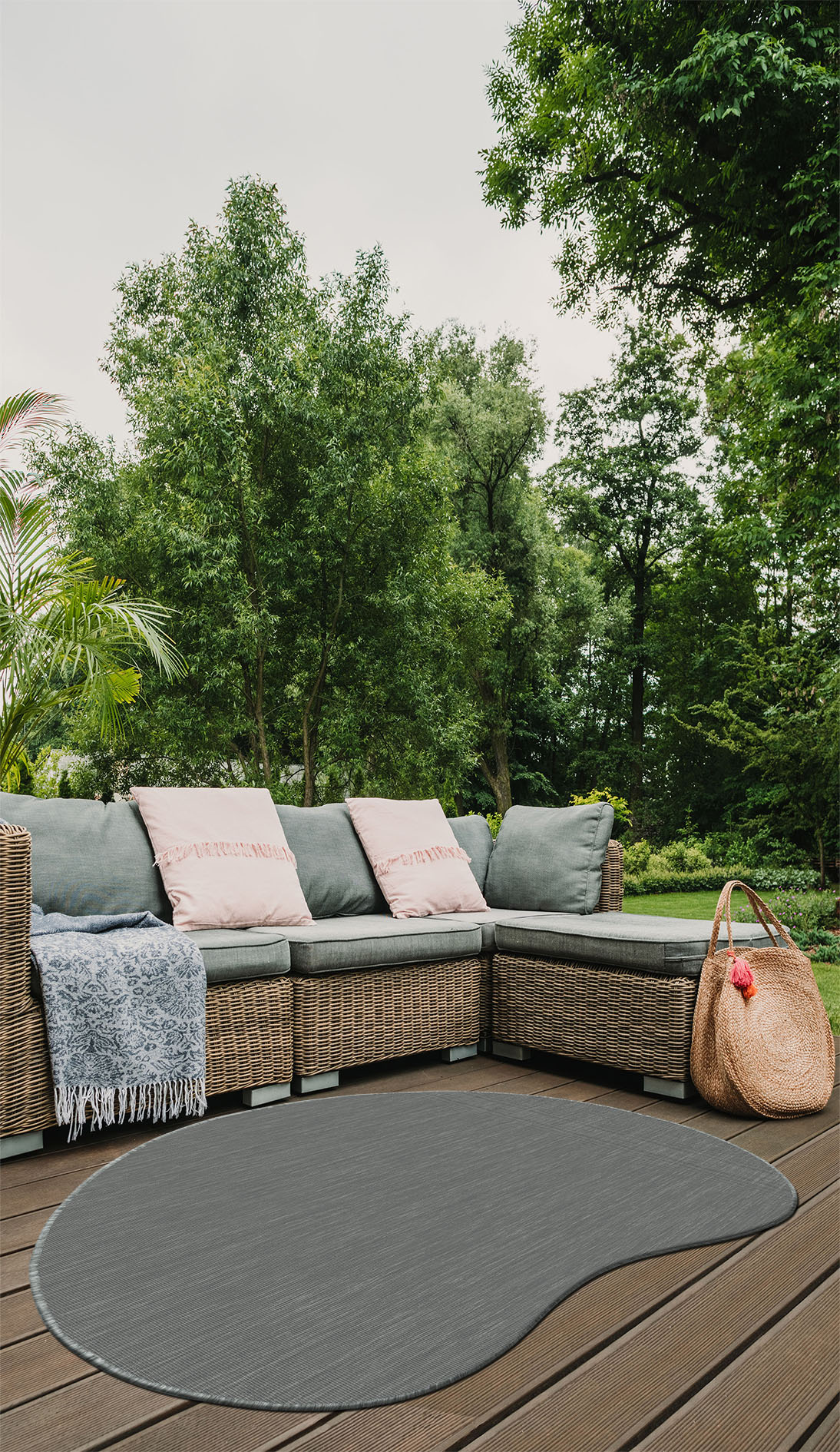 Brussels Uni Buitenkleed – Organisch -  Effen Indoor & Outdoor Vloerkleed – Tuinkleed, Balkonkleed – Zilver Grijs