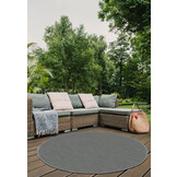 Brussels Uni Buitenkleed – Rond - Effen Indoor & Outdoor Vloerkleed – Tuinkleed, Balkonkleed – Zilver Grijs