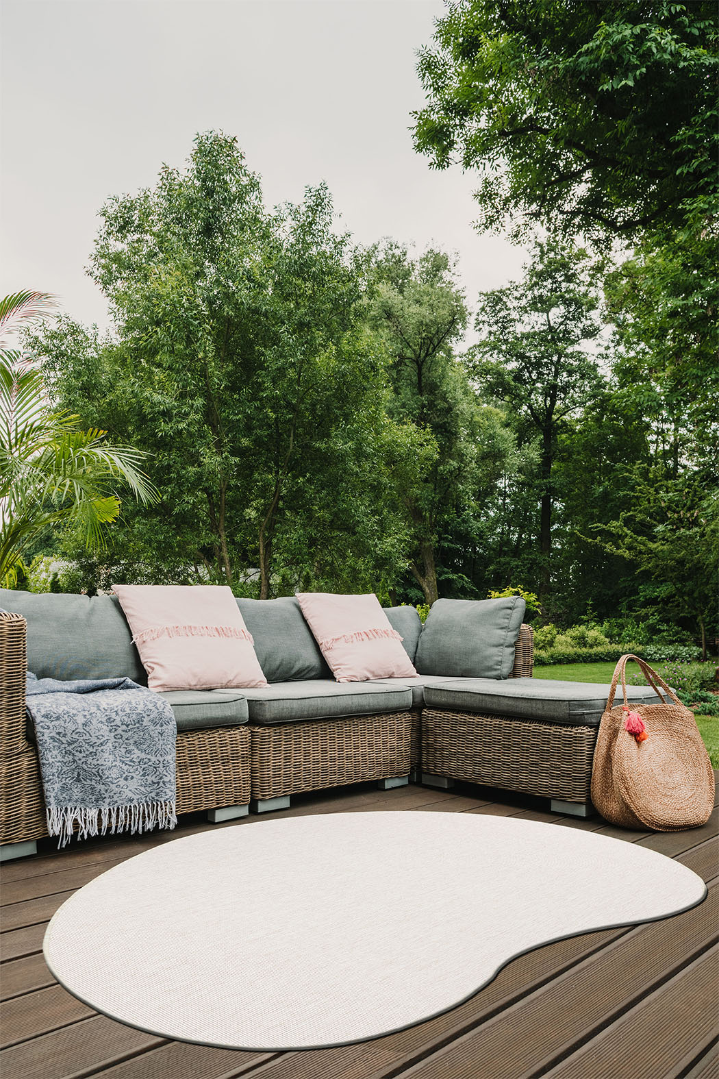 Brussels Uni Buitenkleed – Organisch - Effen Indoor & Outdoor Vloerkleed – Tuinkleed, Balkonkleed – Creme Wit
