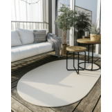 Brussels Uni Buitenkleed – Ovaal - Effen Indoor & Outdoor Vloerkleed – Tuinkleed, Balkonkleed – Creme Wit