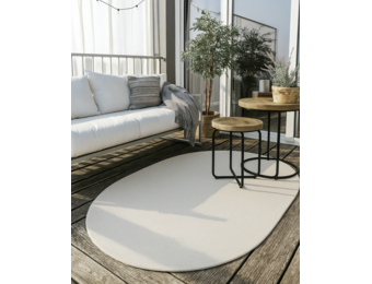 Brussels Uni Buitenkleed – Ovaal - Effen Indoor & Outdoor Vloerkleed – Tuinkleed, Balkonkleed – Creme Wit