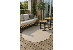 Brussels Uni Buitenkleed – Ovaal - Effen Indoor & Outdoor Vloerkleed – Tuinkleed, Balkonkleed – Linnen Beige