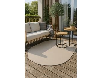 Brussels Uni Buitenkleed – Ovaal - Effen Indoor & Outdoor Vloerkleed – Tuinkleed, Balkonkleed – Linnen Beige