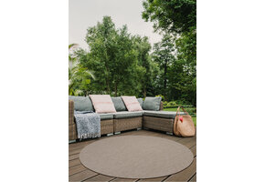 Brussels Uni Buitenkleed – Rond - Effen Indoor & Outdoor Vloerkleed – Tuinkleed, Balkonkleed – Linnen Beige