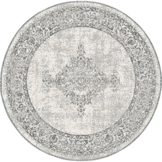 Brussels Vintage Buitenkleed – Rond - Indoor & Outdoor Vloerkleed – Tuinkleed, Balkonkleed – Zilver Grijs