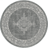 Brussels Vintage Buitenkleed – Rond - Indoor & Outdoor Vloerkleed – Tuinkleed, Balkonkleed – Zilver Grijs