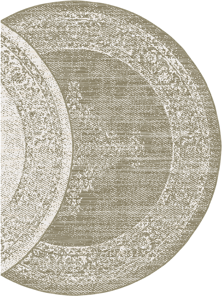 Brussels Vintage Buitenkleed – Rond - Indoor & Outdoor Vloerkleed – Tuinkleed, Balkonkleed – Linnen Beige