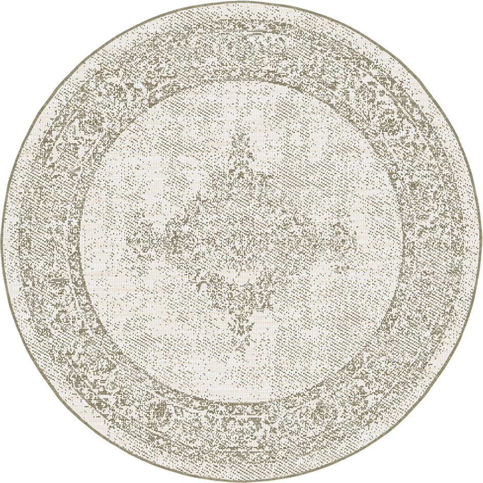 Brussels Vintage Buitenkleed – Rond - Indoor & Outdoor Vloerkleed – Tuinkleed, Balkonkleed – Linnen Beige
