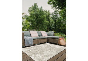 Brussels Vintage Buitenkleed – Vierkant - Indoor & Outdoor Vloerkleed – Tuinkleed, Balkonkleed – Creme Beige