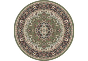 Nain Klassiek Medaillon - Rond - Laagpolig Oosters Vloerkleed - Vintage Tapijt - Groen