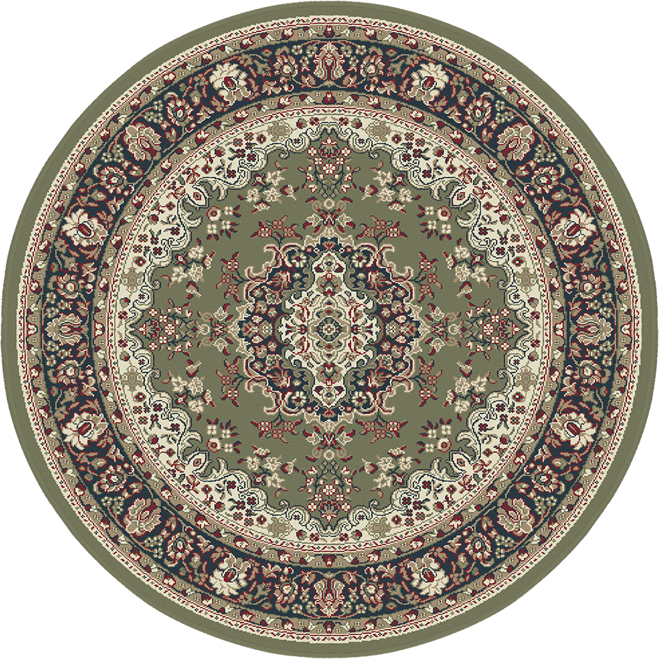 Nain Klassiek Medaillon - Rond - Laagpolig Oosters Vloerkleed - Vintage Tapijt - Groen