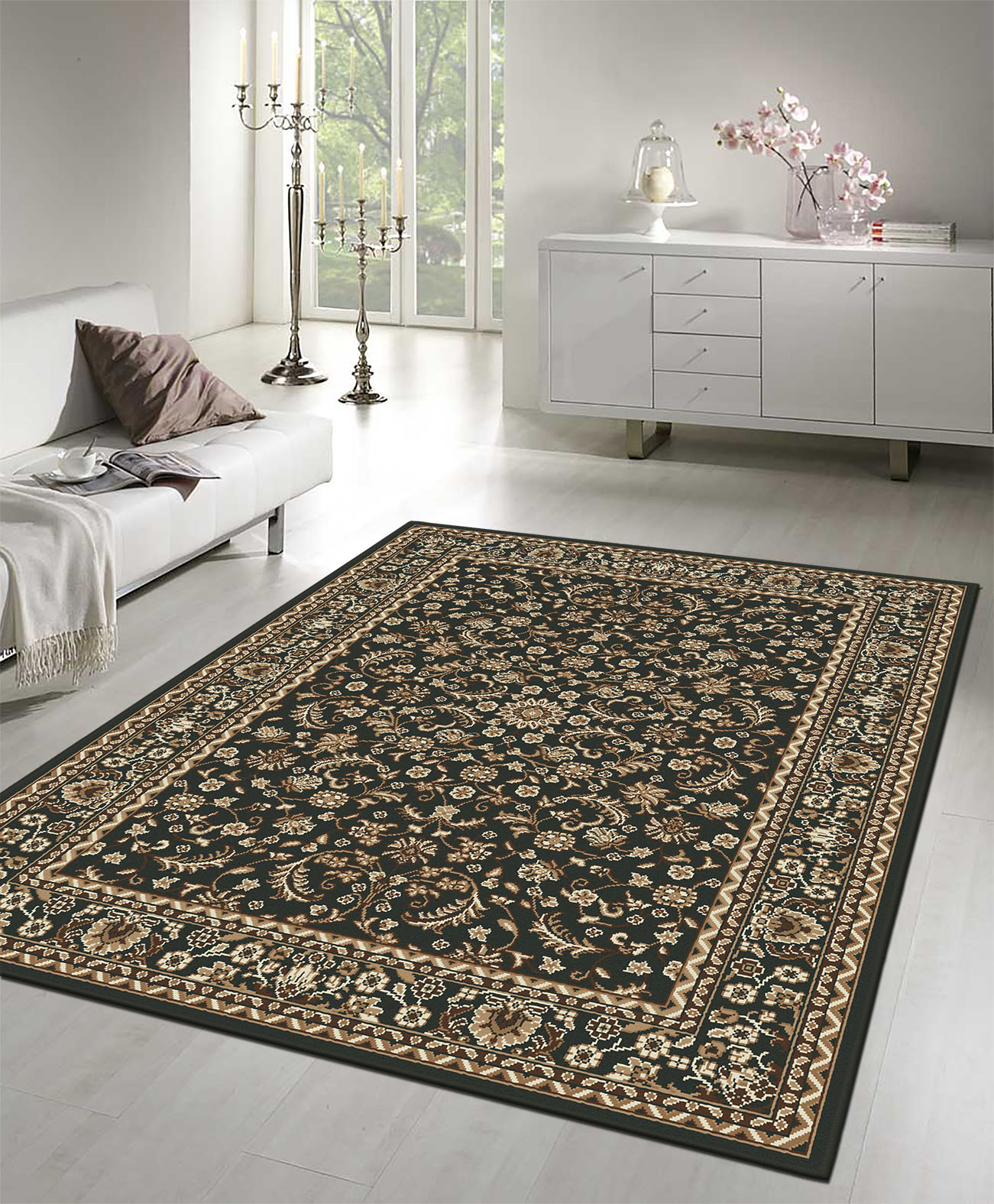 Nain Klassiek - Laagpolig Oosters Vloerkleed - Vintage Tapijt - Zwart