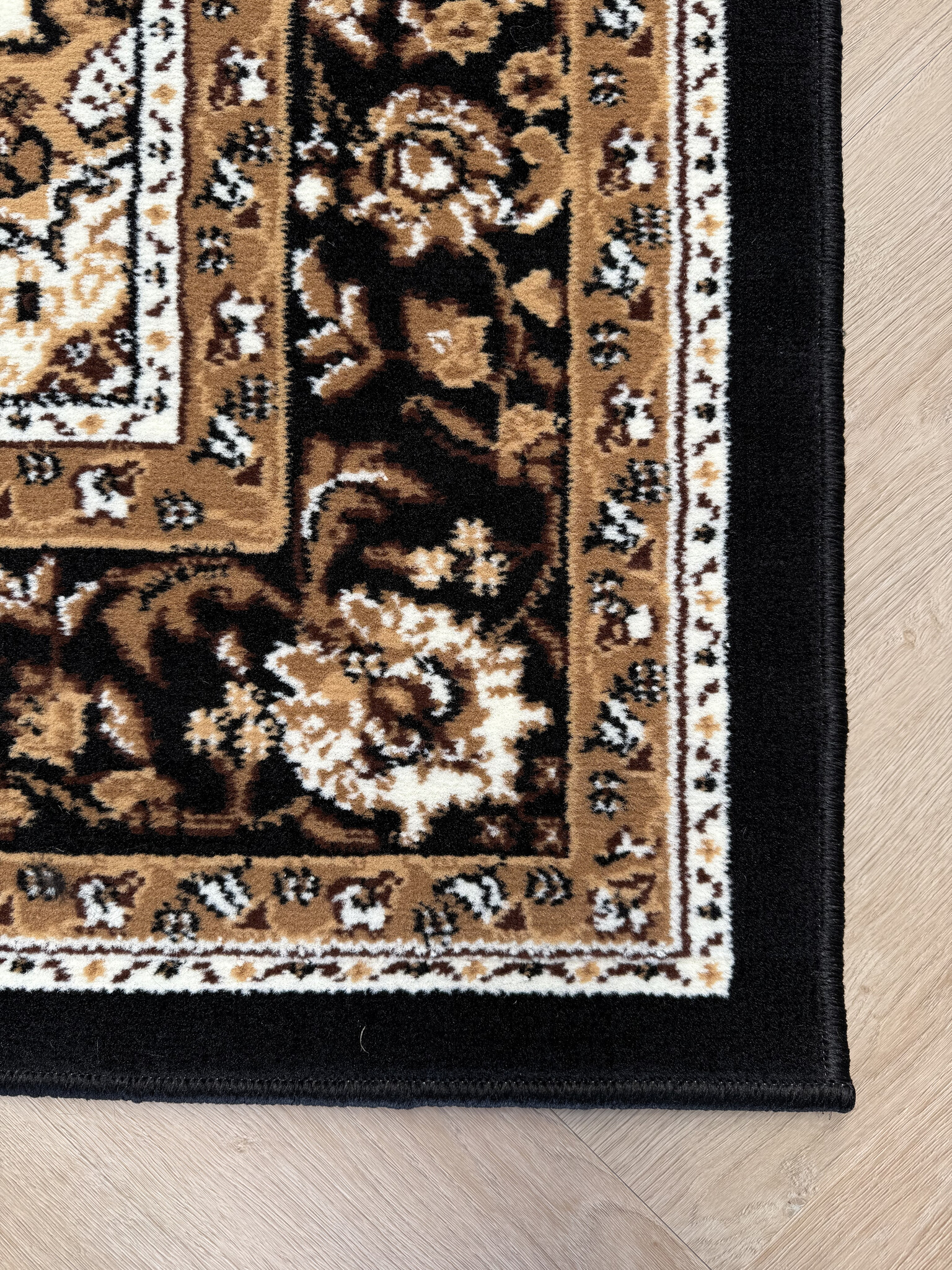 Nain Klassiek Medaillon - Laagpolig Oosters Vloerkleed - Vintage Tapijt - Zwart