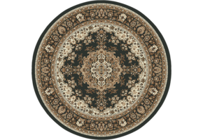 Nain Klassiek Medaillon - Rond - Laagpolig Oosters Vloerkleed - Vintage Tapijt - Zwart