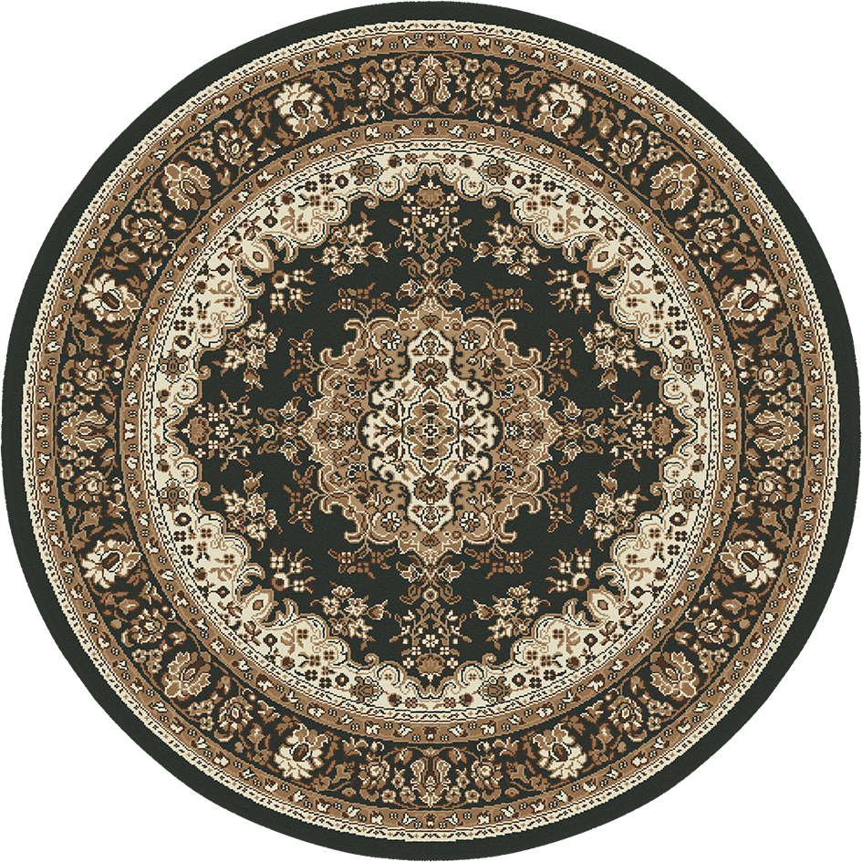 Nain Klassiek Medaillon - Rond - Laagpolig Oosters Vloerkleed - Vintage Tapijt - Zwart