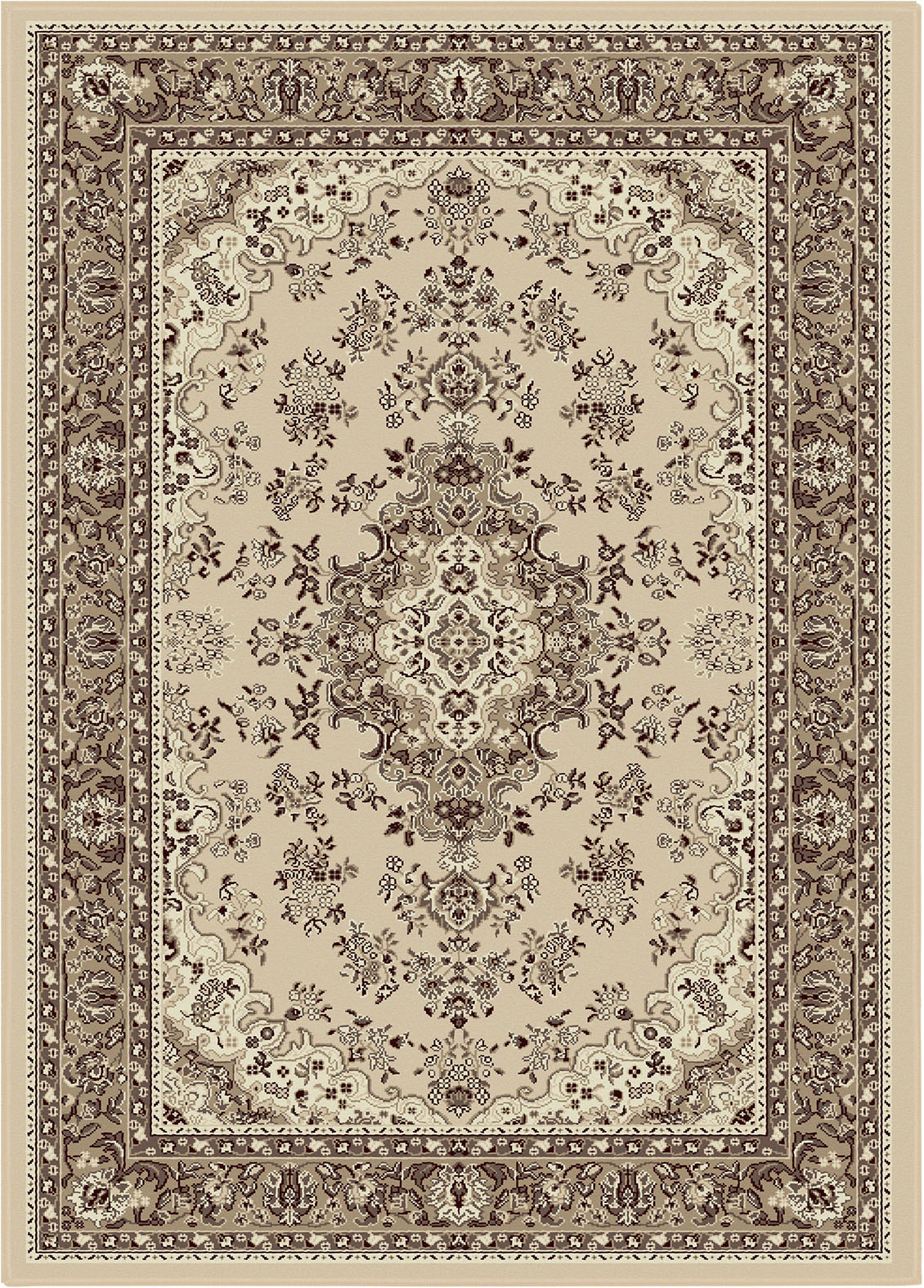 Nain Klassiek Medaillon - Laagpolig Oosters Vloerkleed - Vintage Tapijt - Creme