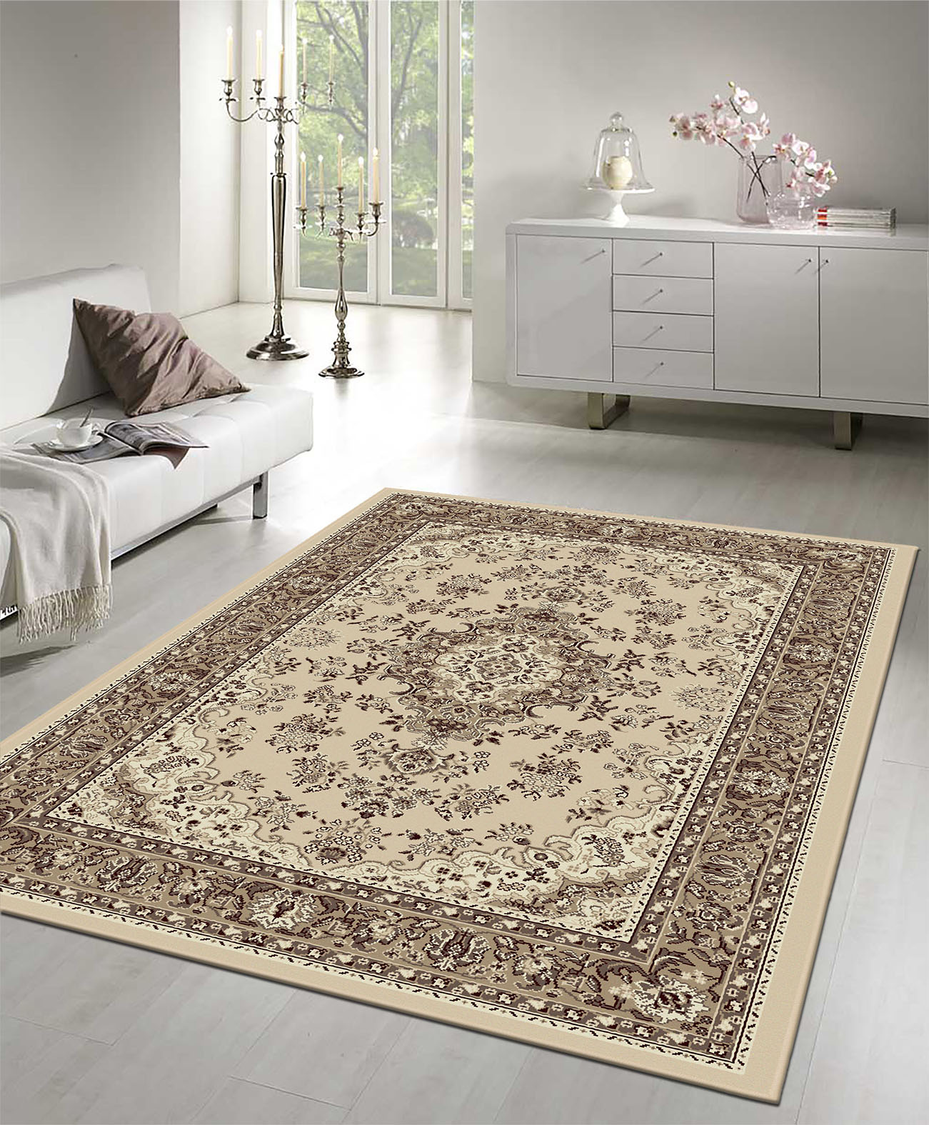 Nain Klassiek Medaillon - Laagpolig Oosters Vloerkleed - Vintage Tapijt - Creme