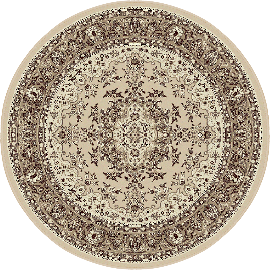 Nain Klassiek Medaillon - Rond - Laagpolig Oosters Vloerkleed - Vintage Tapijt - Creme