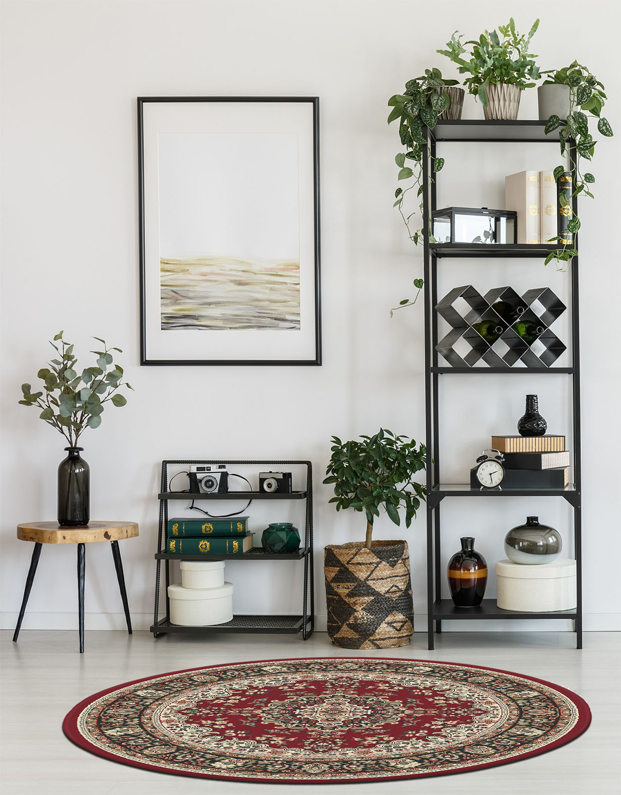 Klassiek Rood Oosters Rond Vloerkleed – Nain Medaillon Collectie - Traditioneel Vintage Tapijt