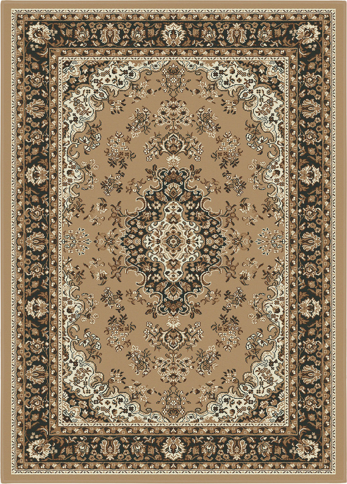 Nain Klassiek Medaillon - Laagpolig Oosters Vloerkleed - Vintage Tapijt - Beige