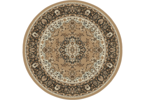 Nain Klassiek Medaillon - Rond - Laagpolig Oosters Vloerkleed - Vintage Tapijt - Beige
