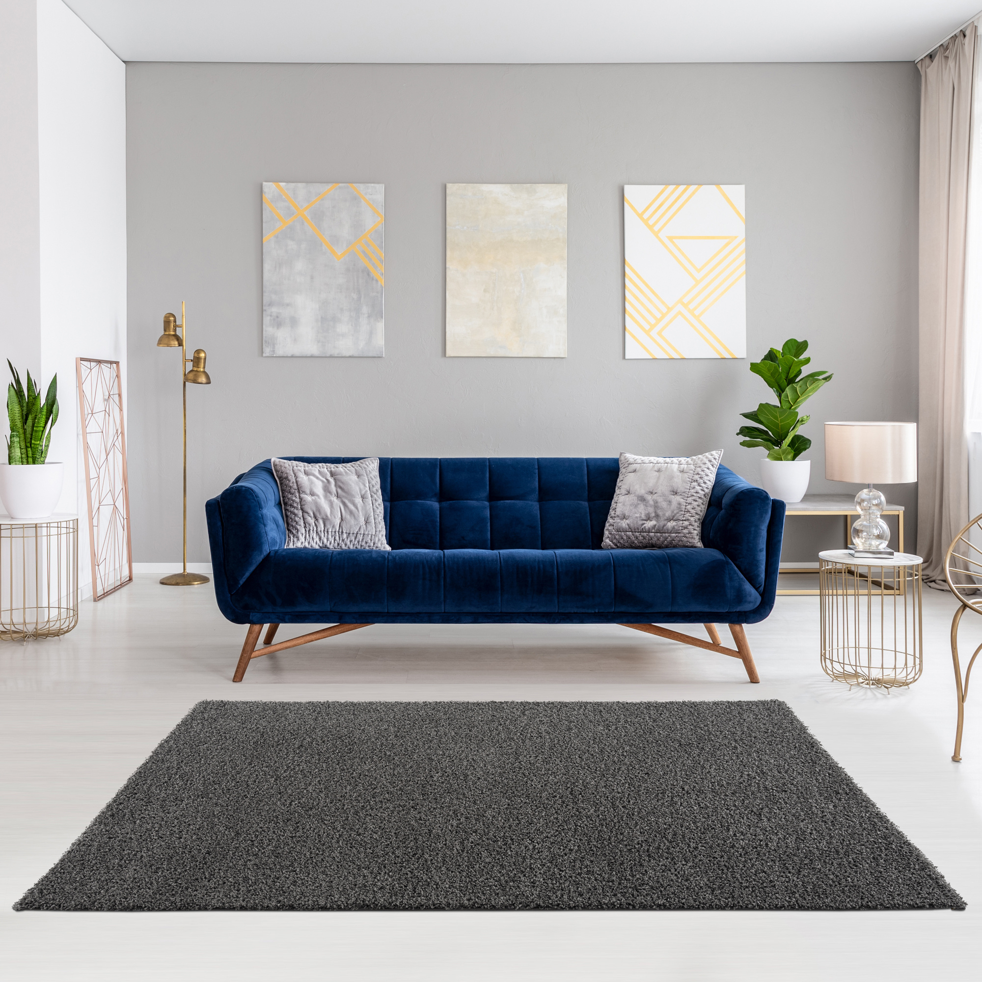Outlet - Shaggy Vloerkleed Grijs Hoogpolig - 120x170 CM
