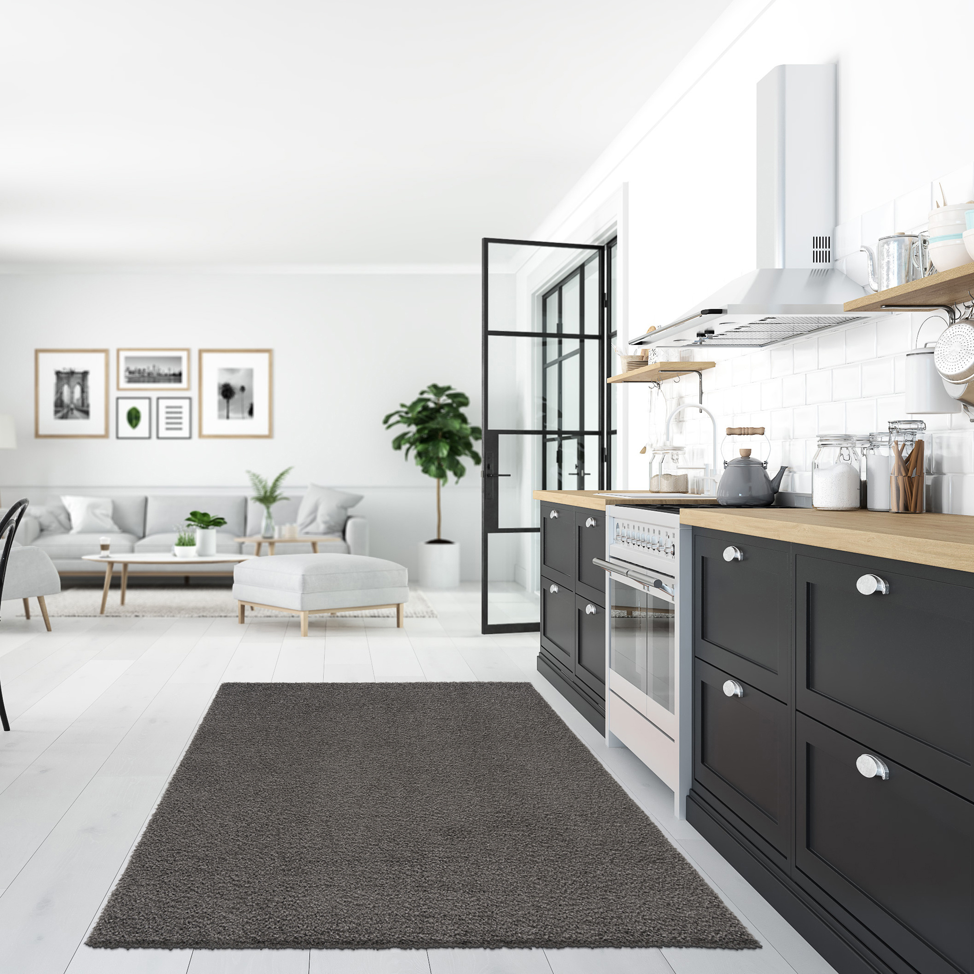 Outlet - Shaggy Vloerkleed Grijs Hoogpolig - 120x170 CM