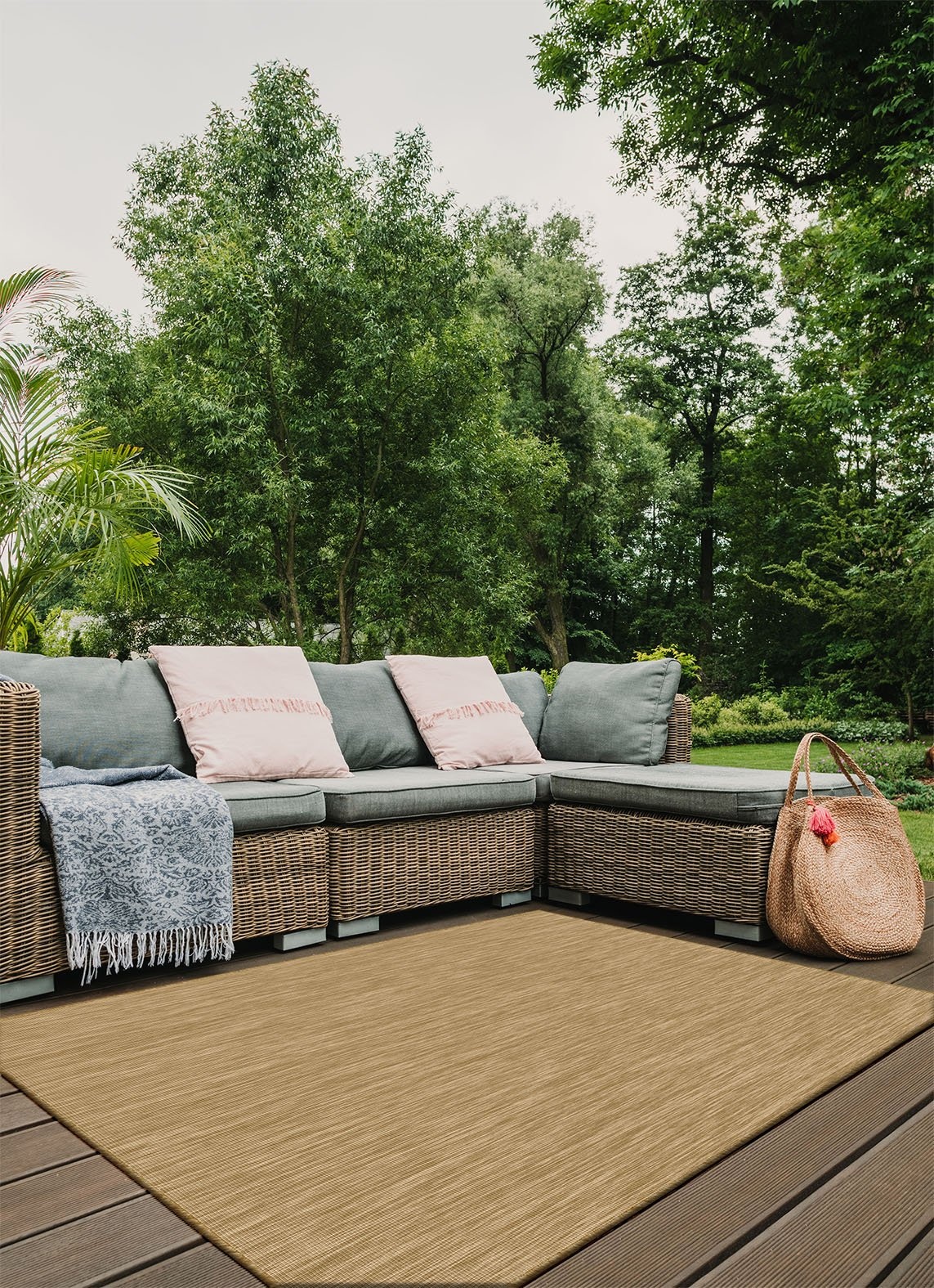 Brussels Uni Buitenkleed – Vierkant - Effen Indoor & Outdoor Vloerkleed – Tuinkleed, Balkonkleed – Jute Beige