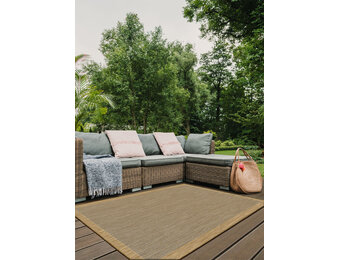 Brussels Uni Buitenkleed – Vierkant - Effen Kader Indoor & Outdoor Vloerkleed – Tuinkleed, Balkonkleed – Jute Beige