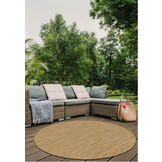 Brussels Uni Buitenkleed – Rond - Effen Indoor & Outdoor Vloerkleed – Tuinkleed, Balkonkleed – Jute Beige