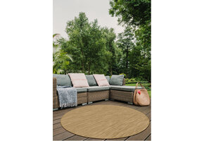 Brussels Uni Buitenkleed – Rond - Effen Indoor & Outdoor Vloerkleed – Tuinkleed, Balkonkleed – Jute Beige