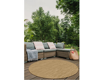 Brussels Uni Buitenkleed – Rond - Effen Indoor & Outdoor Vloerkleed – Tuinkleed, Balkonkleed – Jute Beige