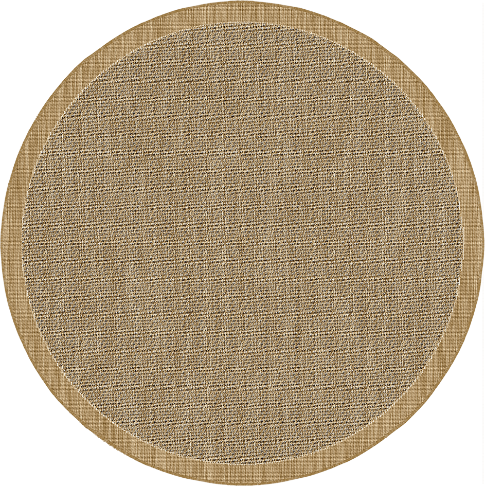 Brussels Uni Kader Buitenkleed – Rond - Indoor & Outdoor Vloerkleed – Tuinkleed, Balkonkleed – Jute Beige