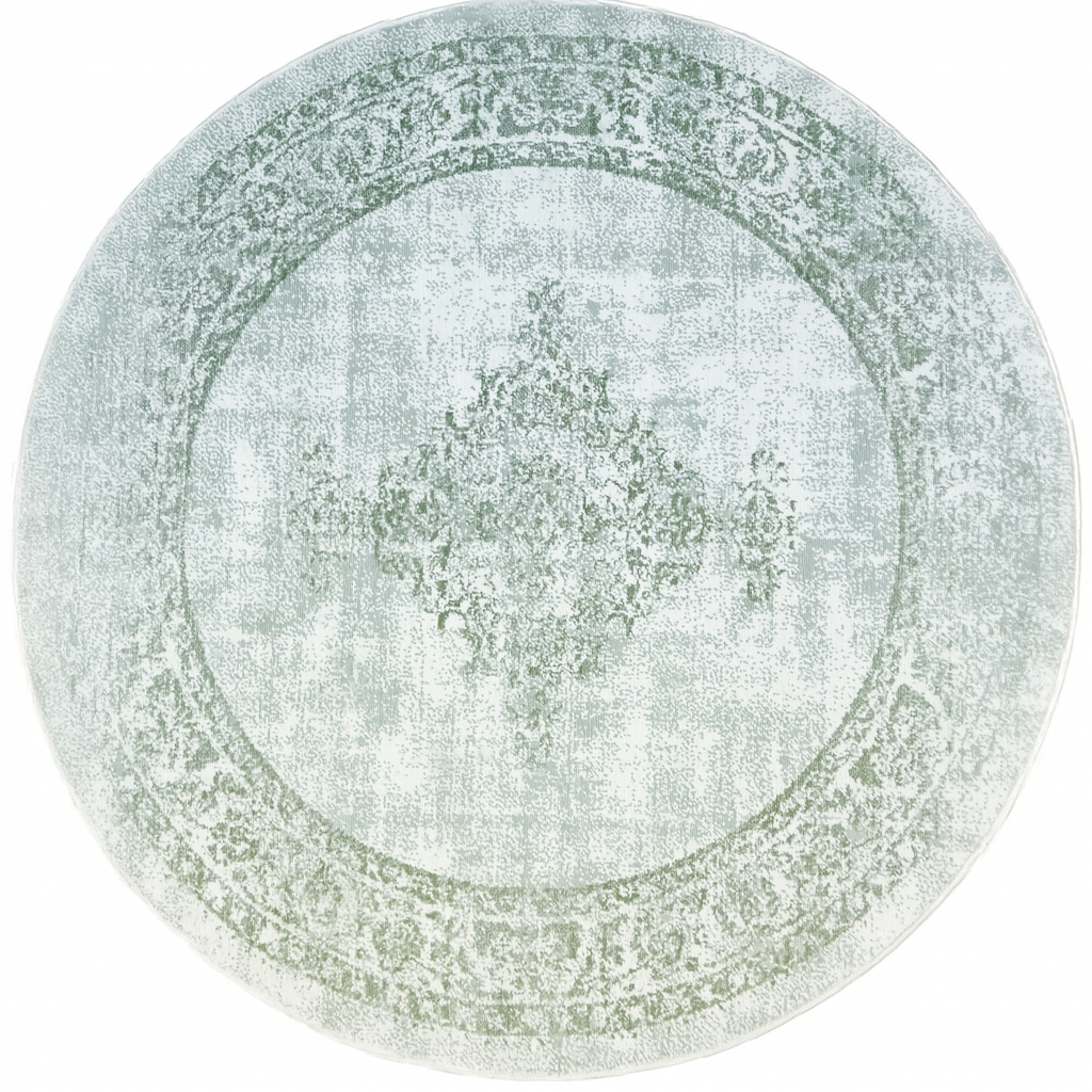 Istanbul Vintage - Laagpolig Vloerkleed - Rond - Retro Tapijt - Creme Groen