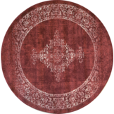 Istanbul Vintage - Laagpolig Vloerkleed - Rond - Retro Tapijt - Rood