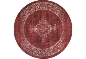 Istanbul Vintage - Laagpolig Vloerkleed - Rond - Retro Tapijt - Rood