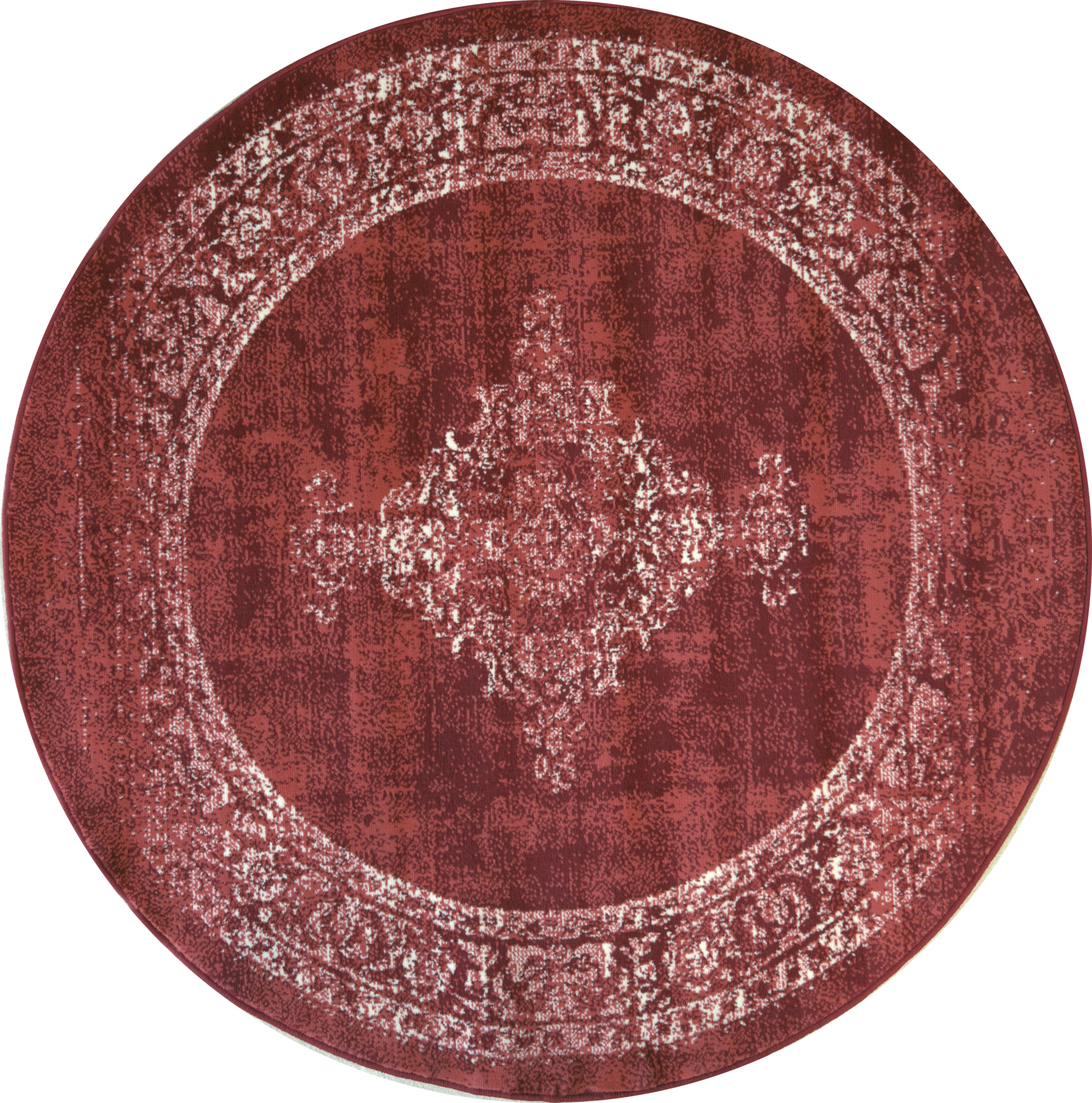 Istanbul Vintage - Laagpolig Vloerkleed - Rond - Retro Tapijt - Rood