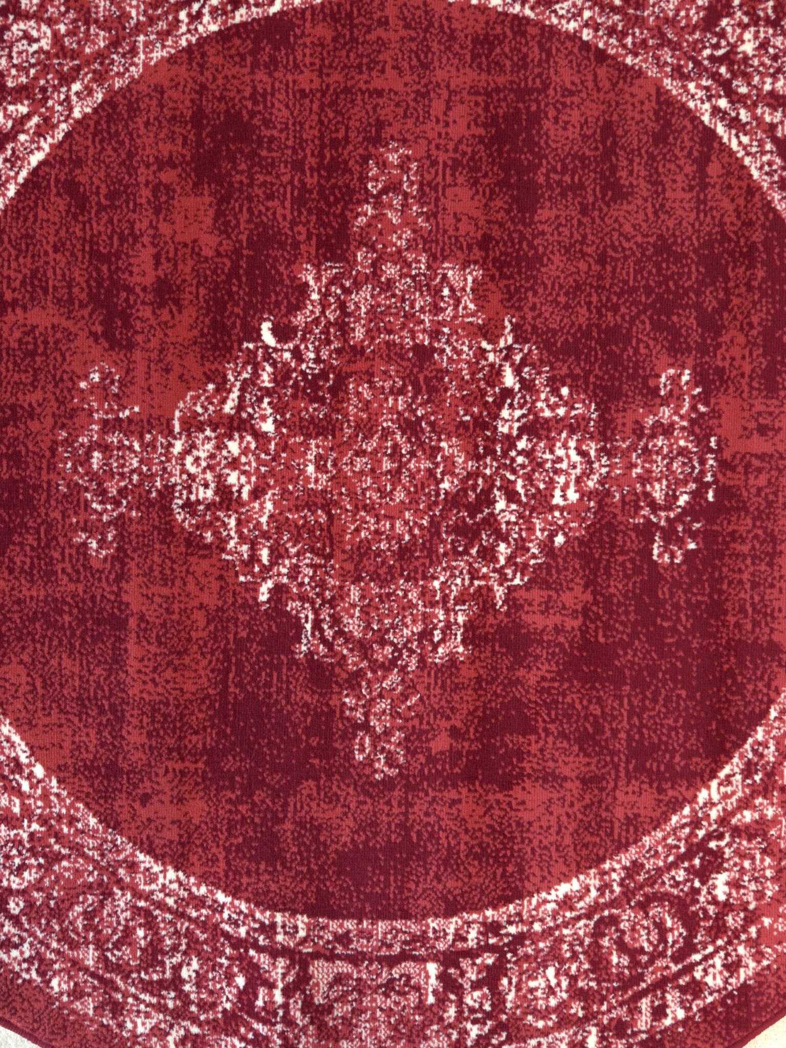 Istanbul Vintage - Laagpolig Vloerkleed - Rond - Retro Tapijt - Rood