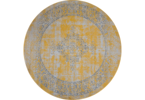 Istanbul Vintage - Laagpolig Vloerkleed - Rond - Retro Tapijt - Geel