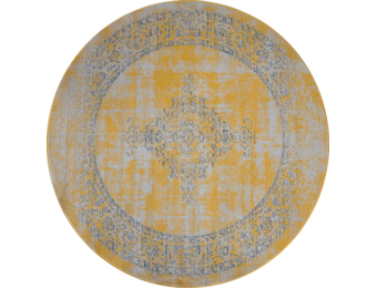 Istanbul Vintage - Laagpolig Vloerkleed - Rond - Retro Tapijt - Geel