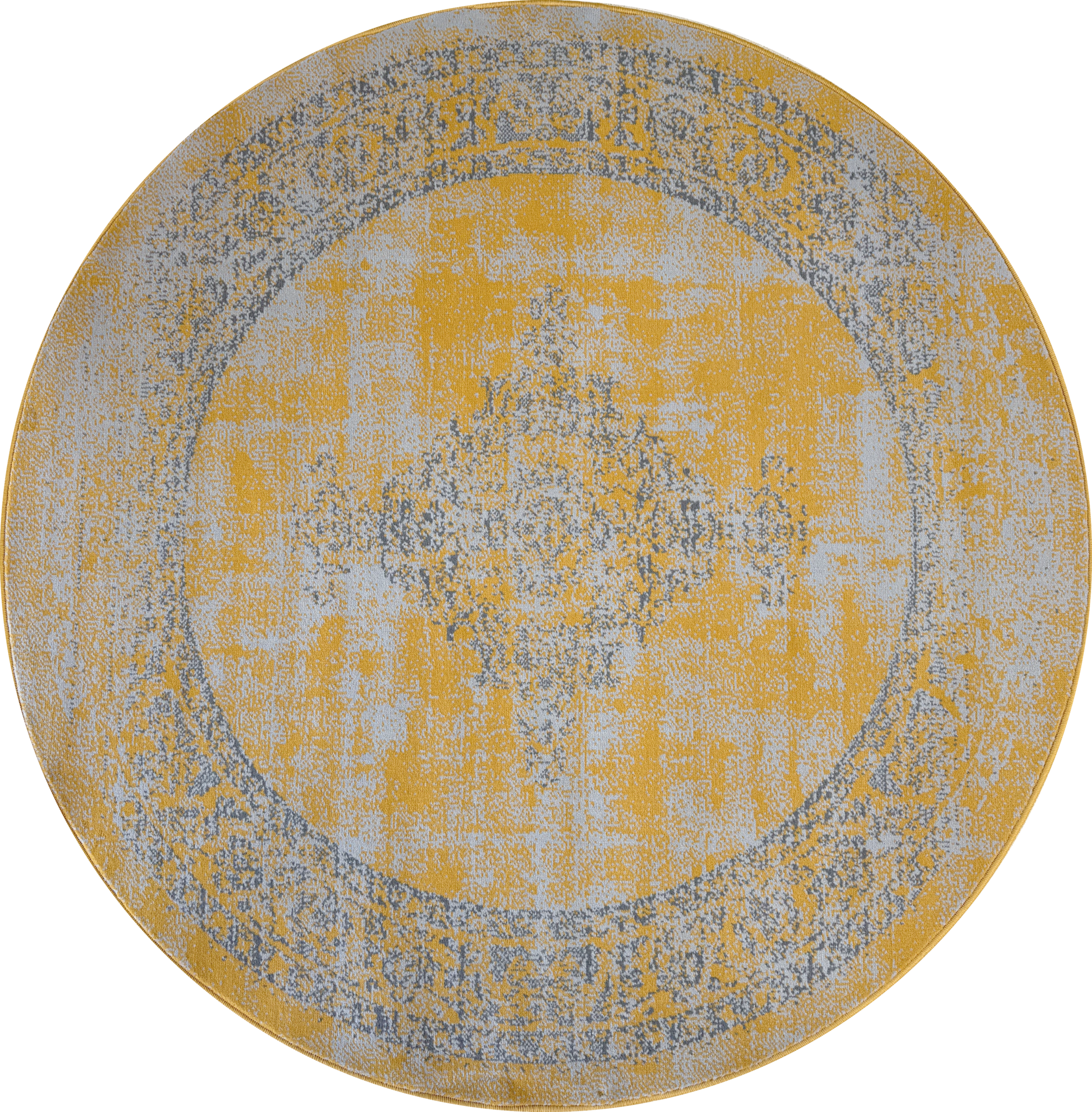 Istanbul Vintage - Laagpolig Vloerkleed - Rond - Retro Tapijt - Geel