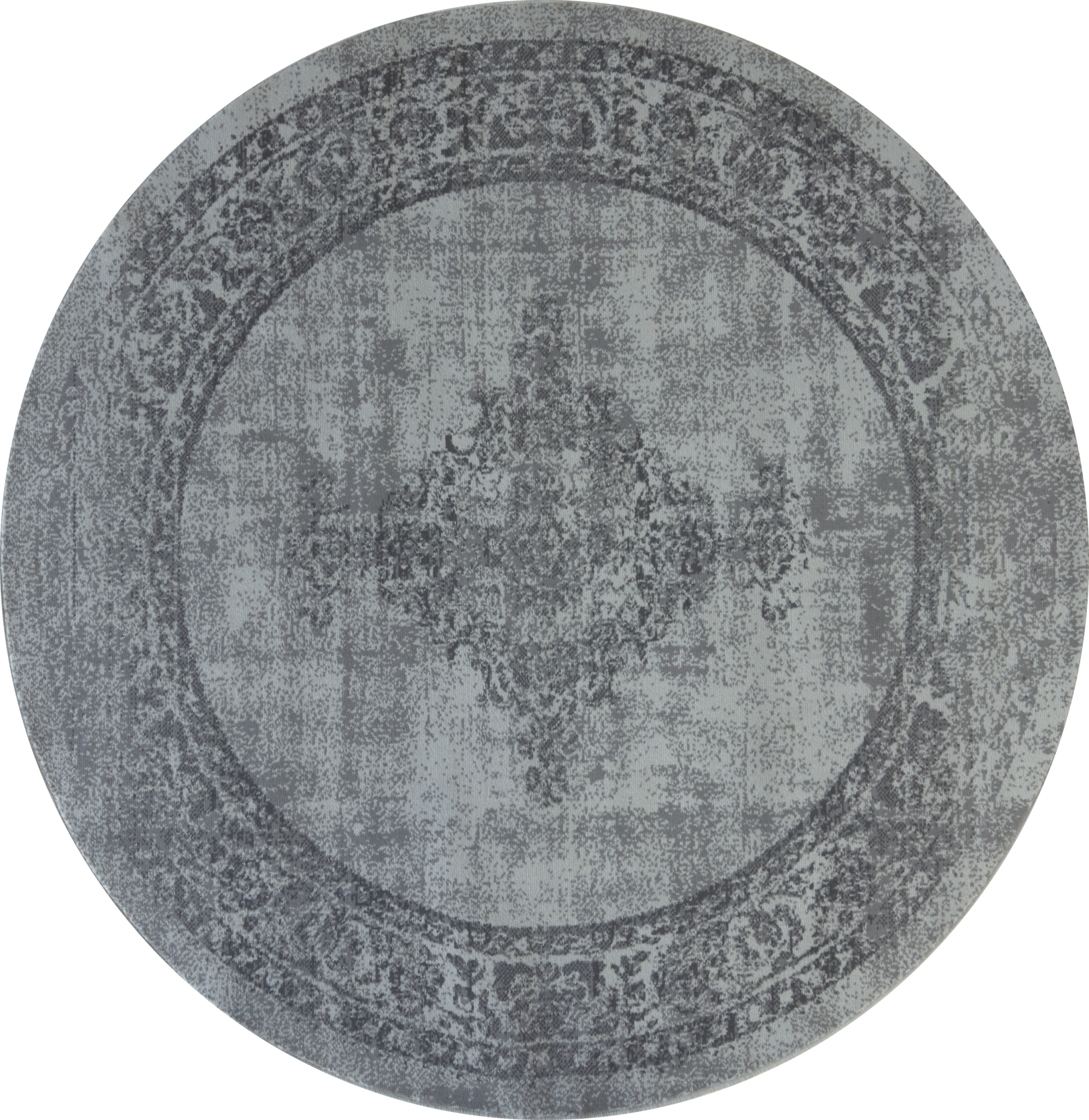 Istanbul Vintage - Laagpolig Vloerkleed - Rond - Retro Tapijt - Grijs